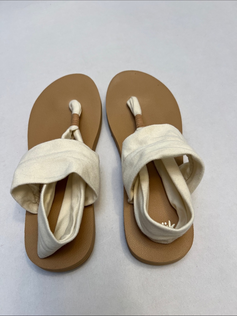 SANUK YOGA SLING SANDALS SIZE 7 TAN & CREAM - Picture 6 of 13